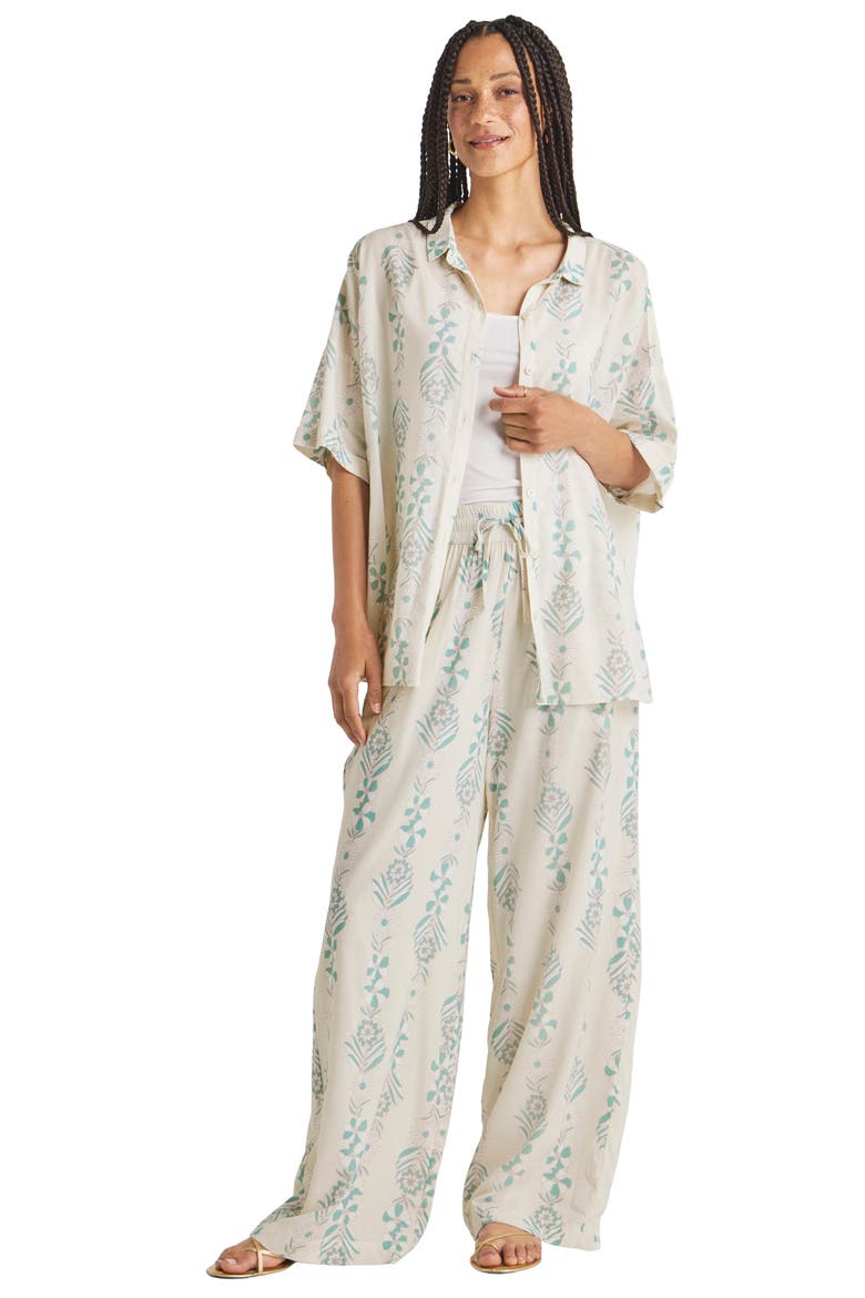 Wesley Cotton Blend Button-Up Shirt, Alternate, color, TURQUOISE FLORAL