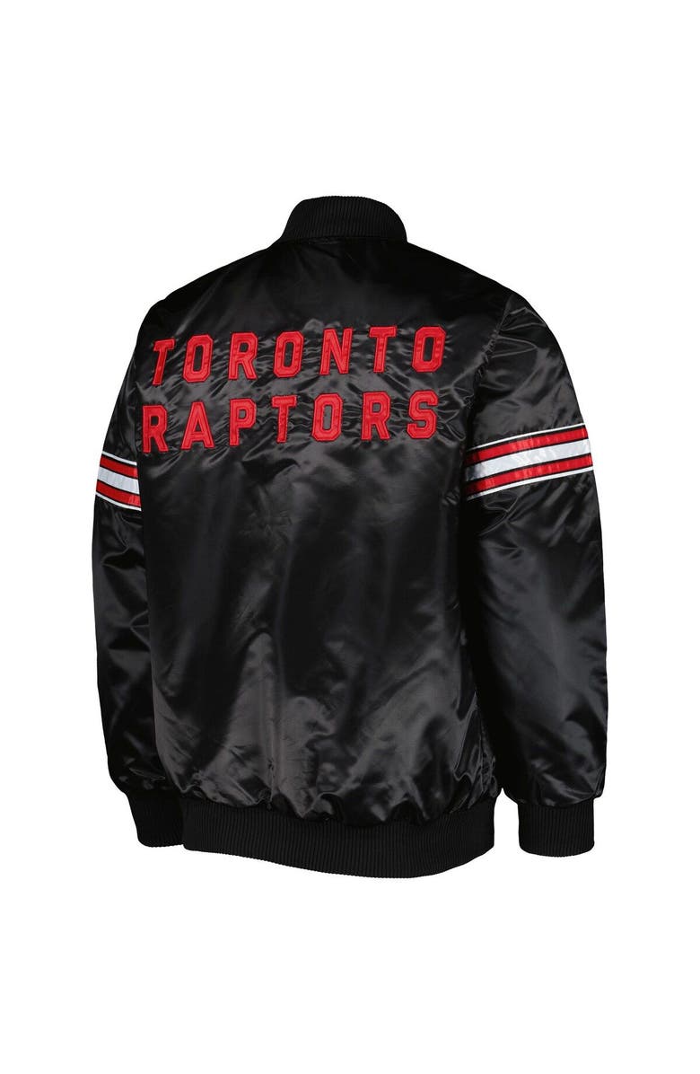 STARTER Men's Starter Black Toronto Raptors Pick & Roll Satin Full-Snap Varsity Jacket, Alternate, color, 