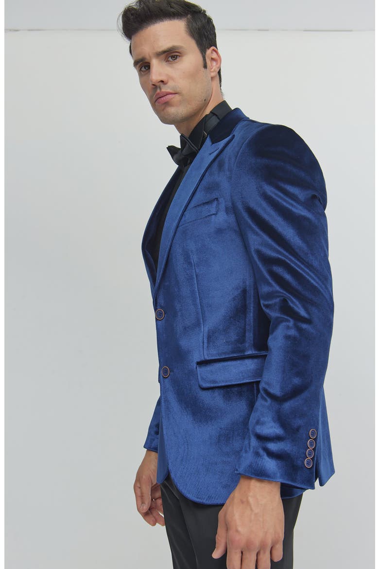Diamond Velvet Tuxedo Jacket, Alternate, color, NAVY