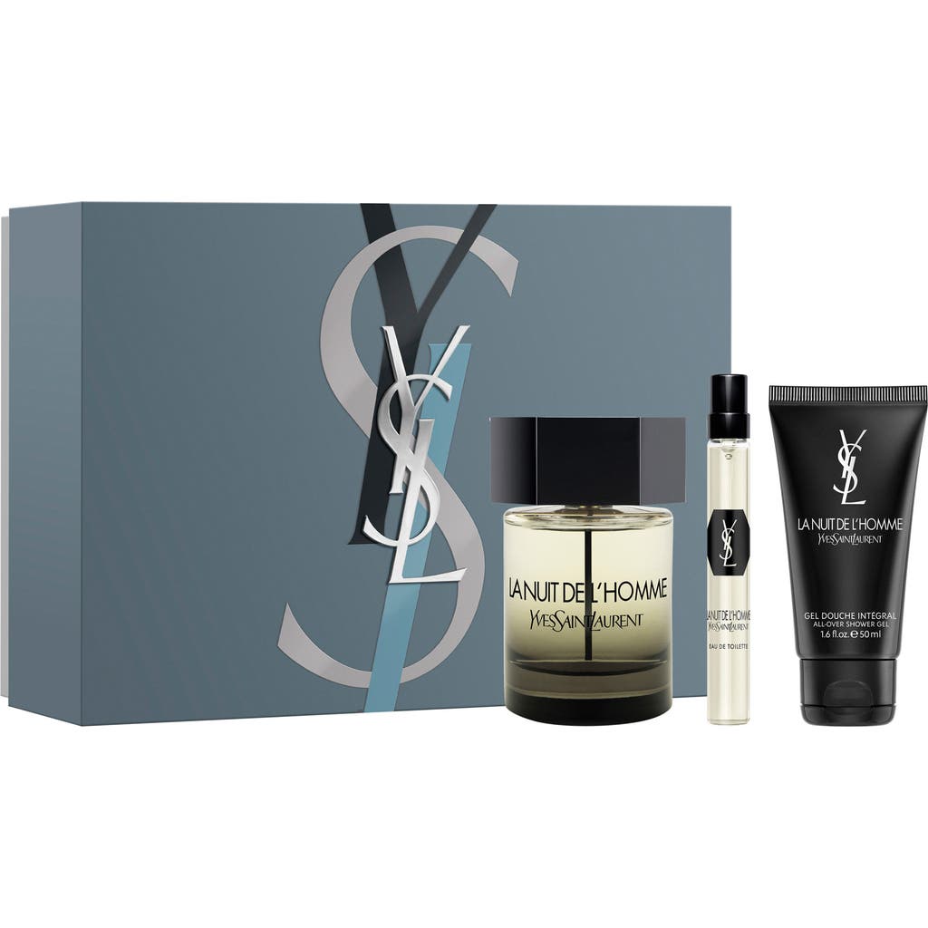 Saint Laurent Yves La Nuit De L'homme Eau De Toilette 3-piece Gift Set (limited Edition) $163 Value In No Color