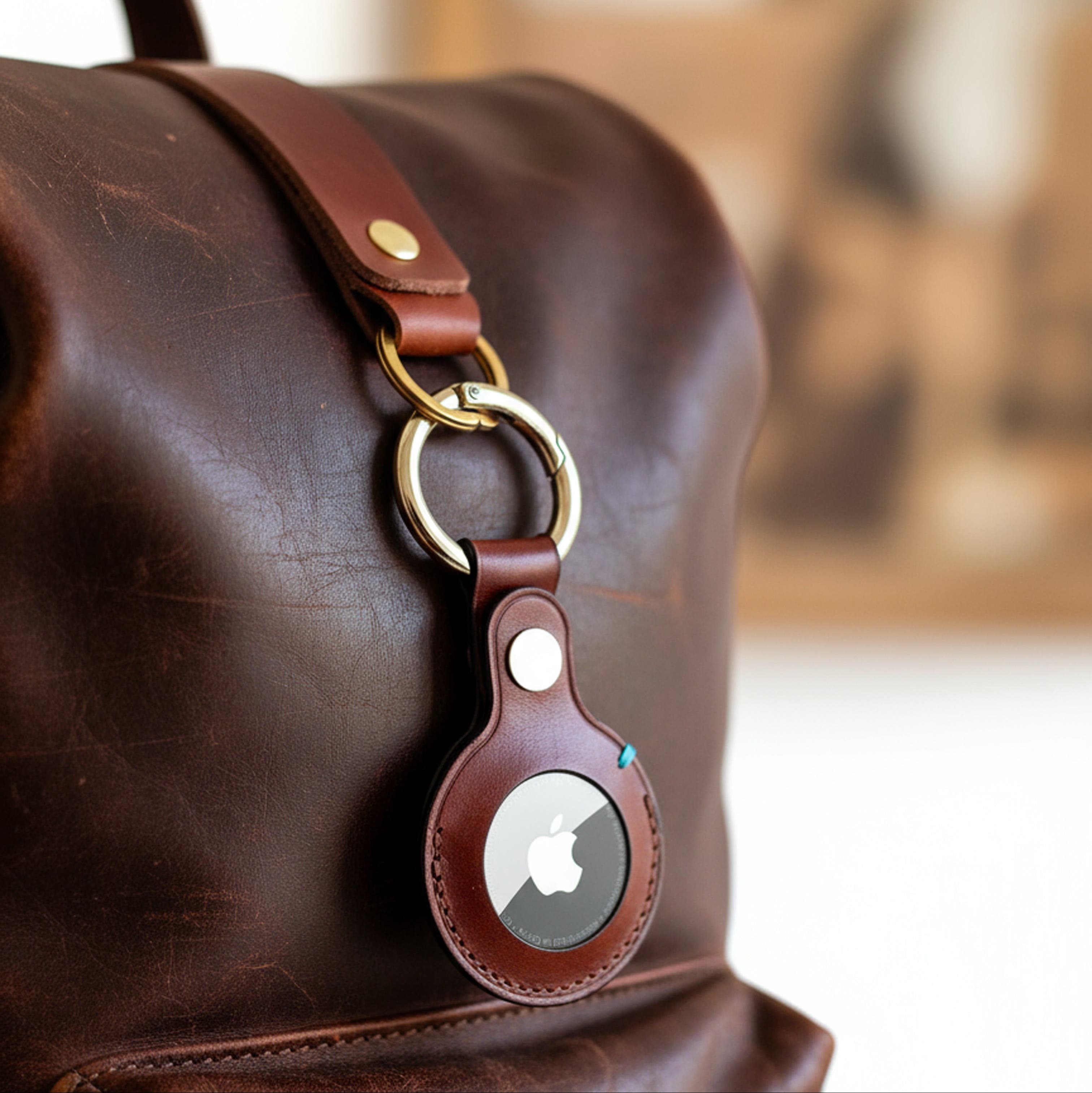 Bluebonnet The Toscano Italian Leather AirTag Keychain, Alternate, color, Tuscan Tan