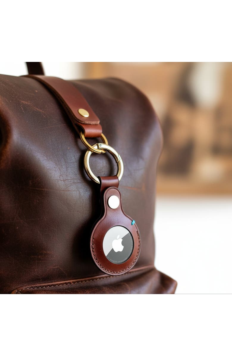 Bluebonnet The Toscano Italian Leather AirTag Keychain, Alternate, color, Tuscan Tan