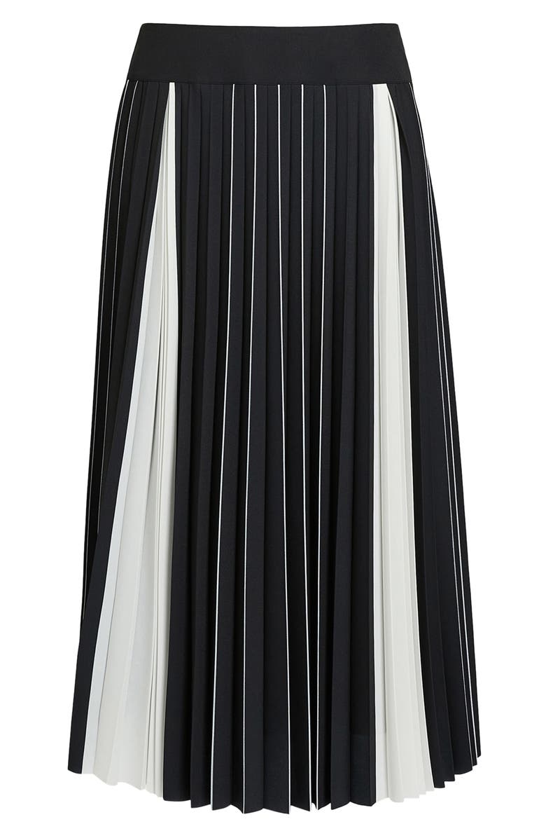 Marina Rinaldi Zina Colorblock Pleated Midi Skirt, Alternate, color, Black White