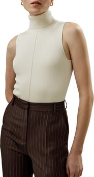 Lilysilk Silk Knitted Turtleneck Sleeveless Top