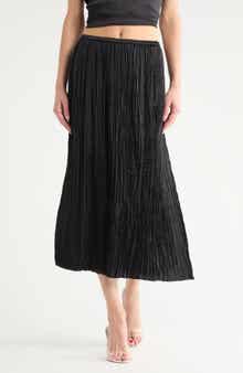 Vince Crushed Overlay Satin Midi Skirt