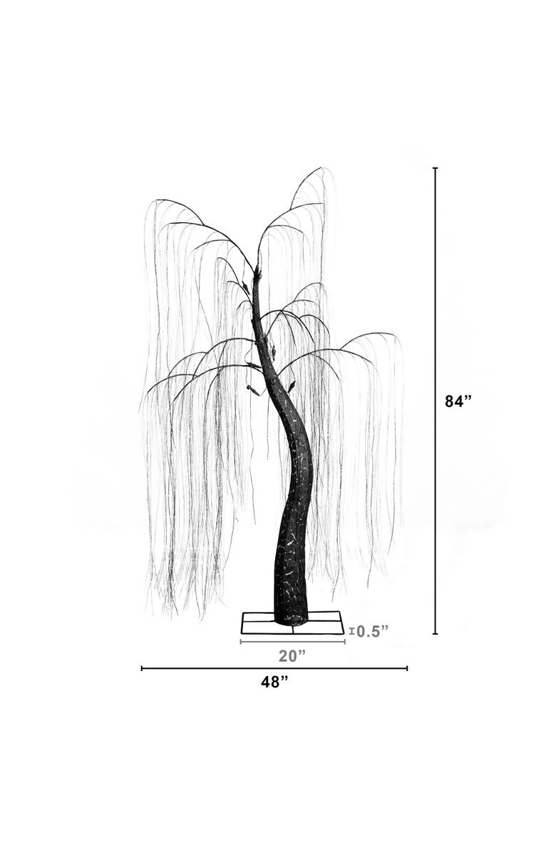 NEARLY NATURAL 7-ft Pre-Lit Artificial Halloween Black Willow Tree with 600 Purple and Orange Dual Color LED Lights, Alternate, color, Black