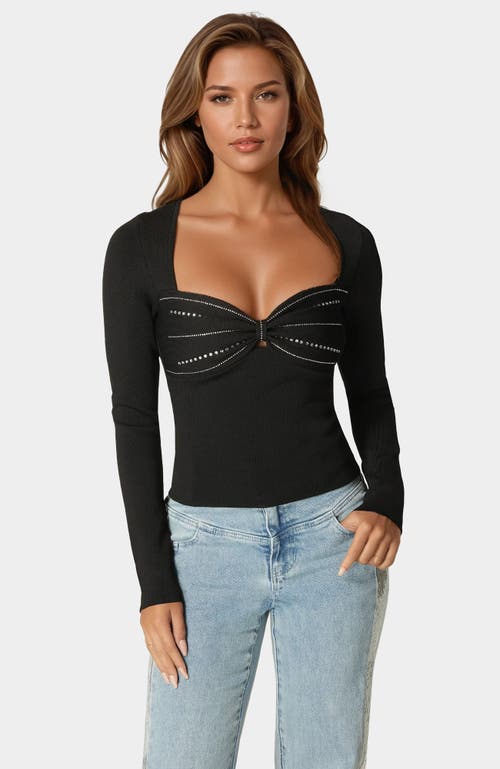bebe Embelished Long Sleeve Sweater in Black  product