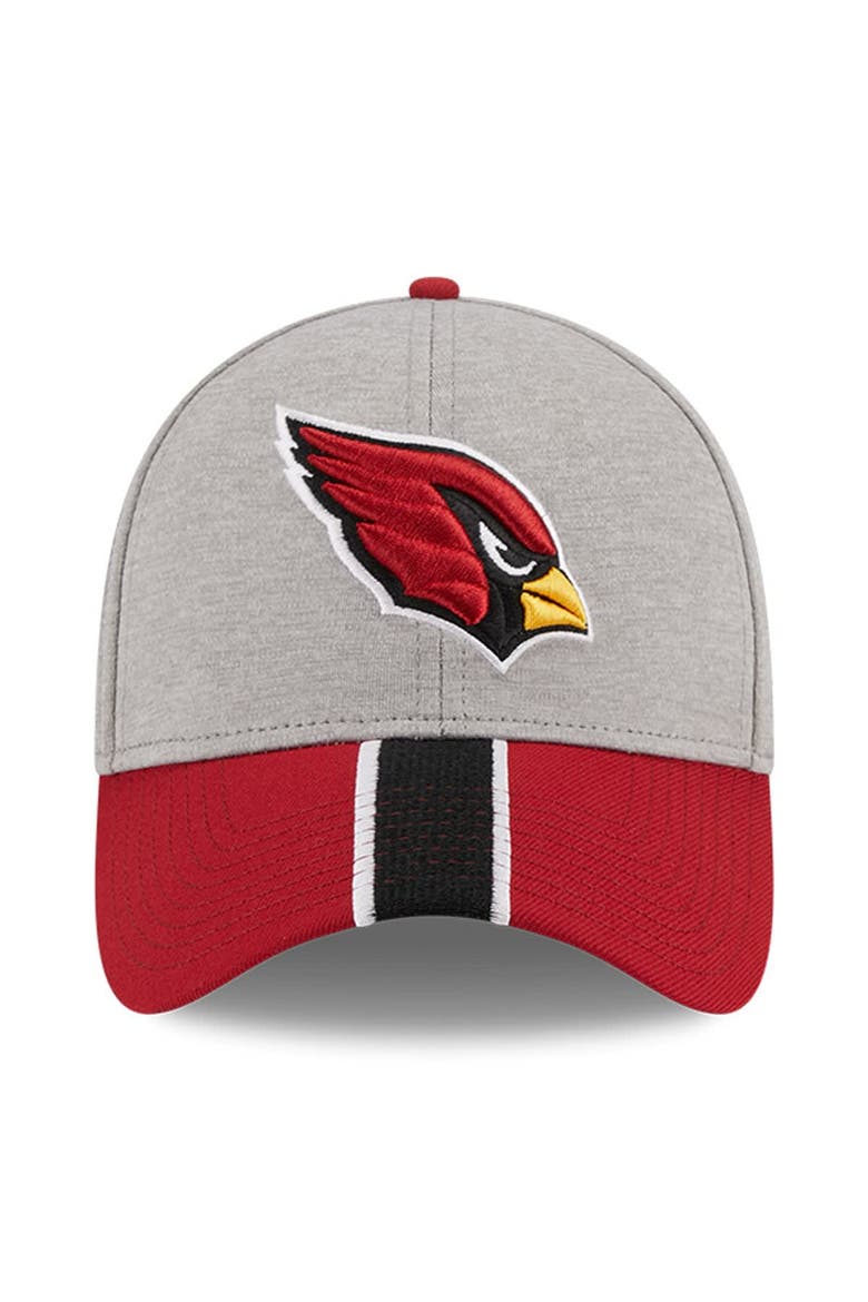 Men's New Era Heather Gray/Cardinal Arizona Cardinals Striped 39THIRTY Flex Hat, Alternate, color, Heather Gray