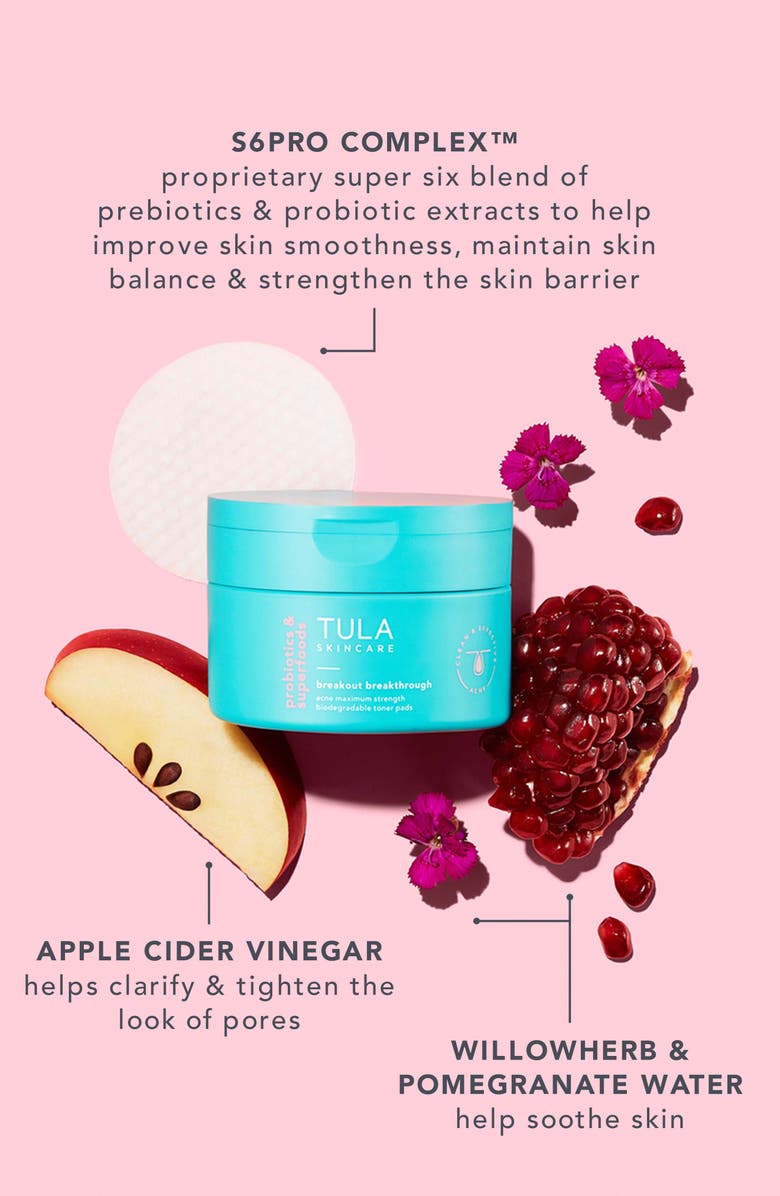 TULA Skincare Breakout Breakthrough Acne Maximum Strength Biodegradable Toner Pads, Alternate, color, 