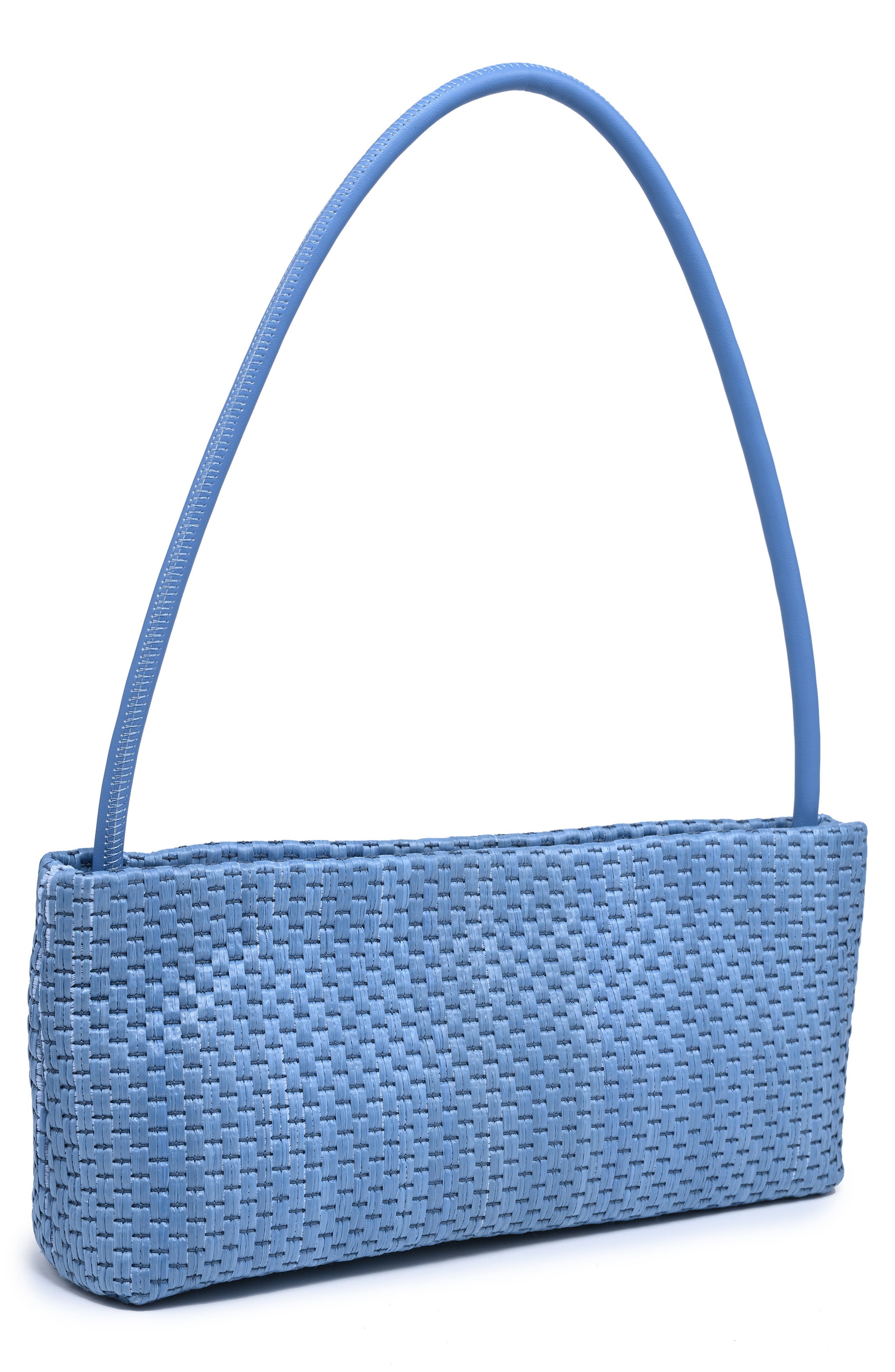 Straw Shoulder Bag, Alternate, color, DENIM