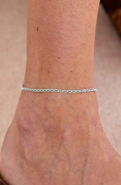 Savvy Cie Jewels Sterling Silver Turquoise Resin Enamel Anklet In Silver/turquoise