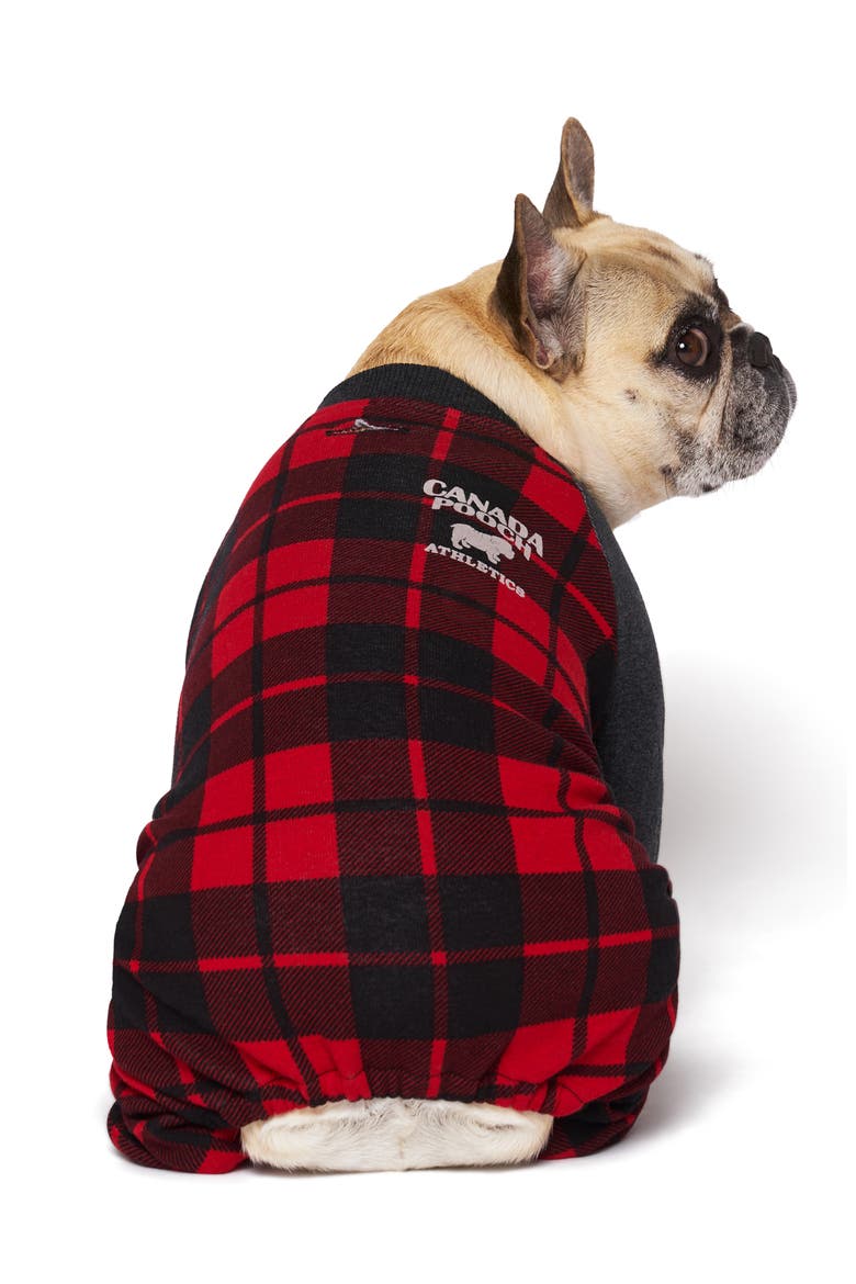 Frosty Fleece One Piece Sweatsuit, Alternate, color, RED PLAID