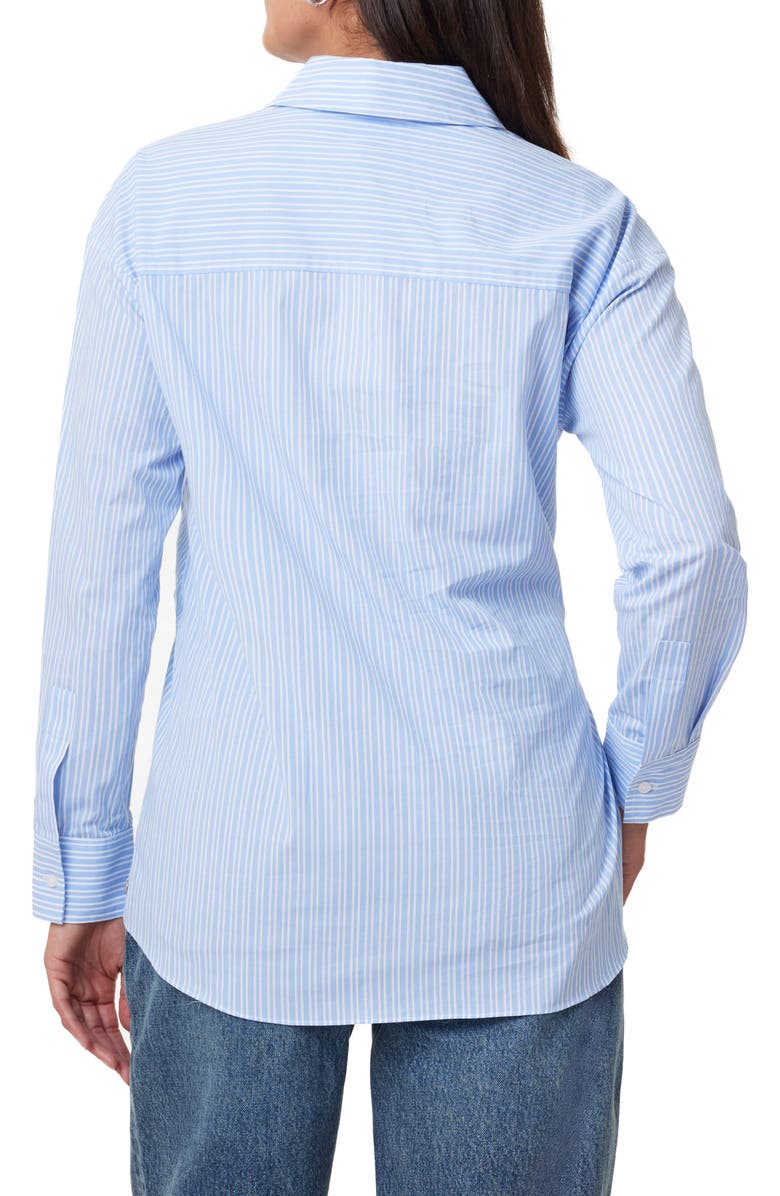 Scotch & Soda Stripe Side Tie Button-Up Cotton Shirt, Alternate, color, Sky Blue/ White Stripe