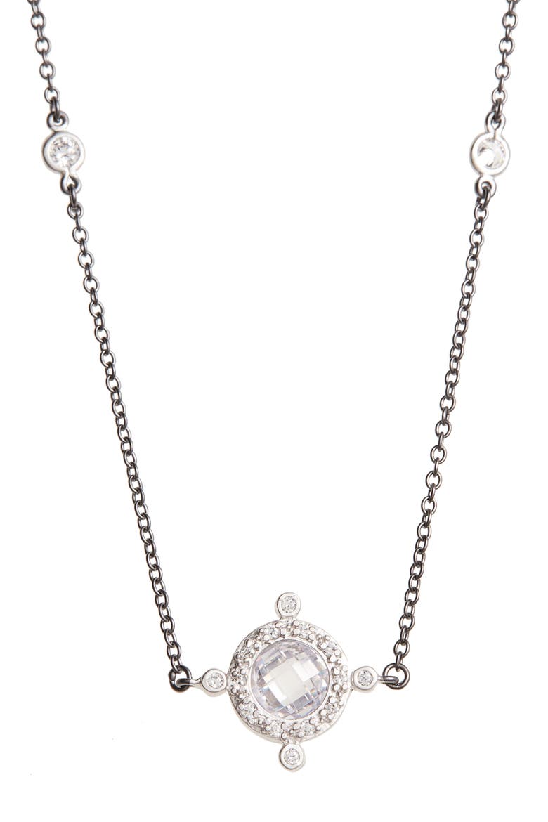 Long Station Necklace, Alternate, color, RHODIUM/ BLACK RHODIUM