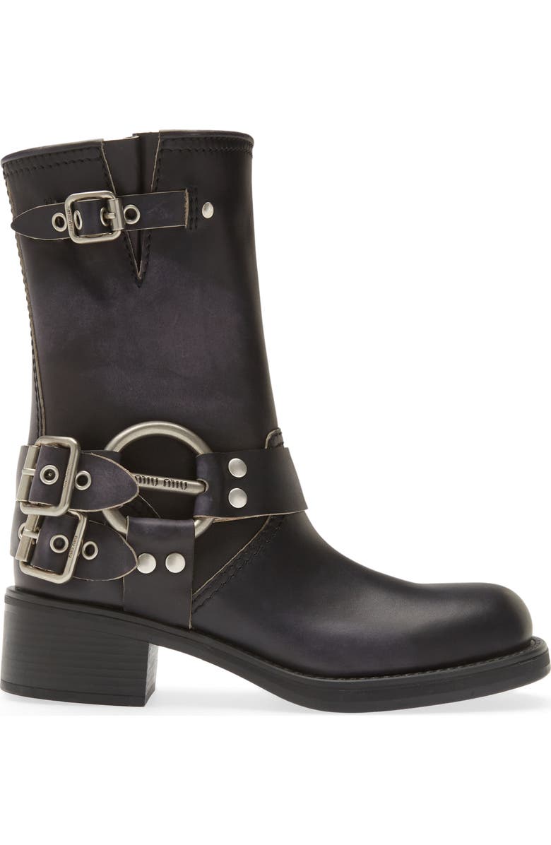 Miu Miu Harness Biker Boot, Alternate, color,