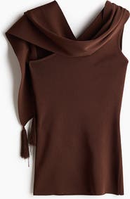 H&M One-shoulder Scarf-detail Knitted Top