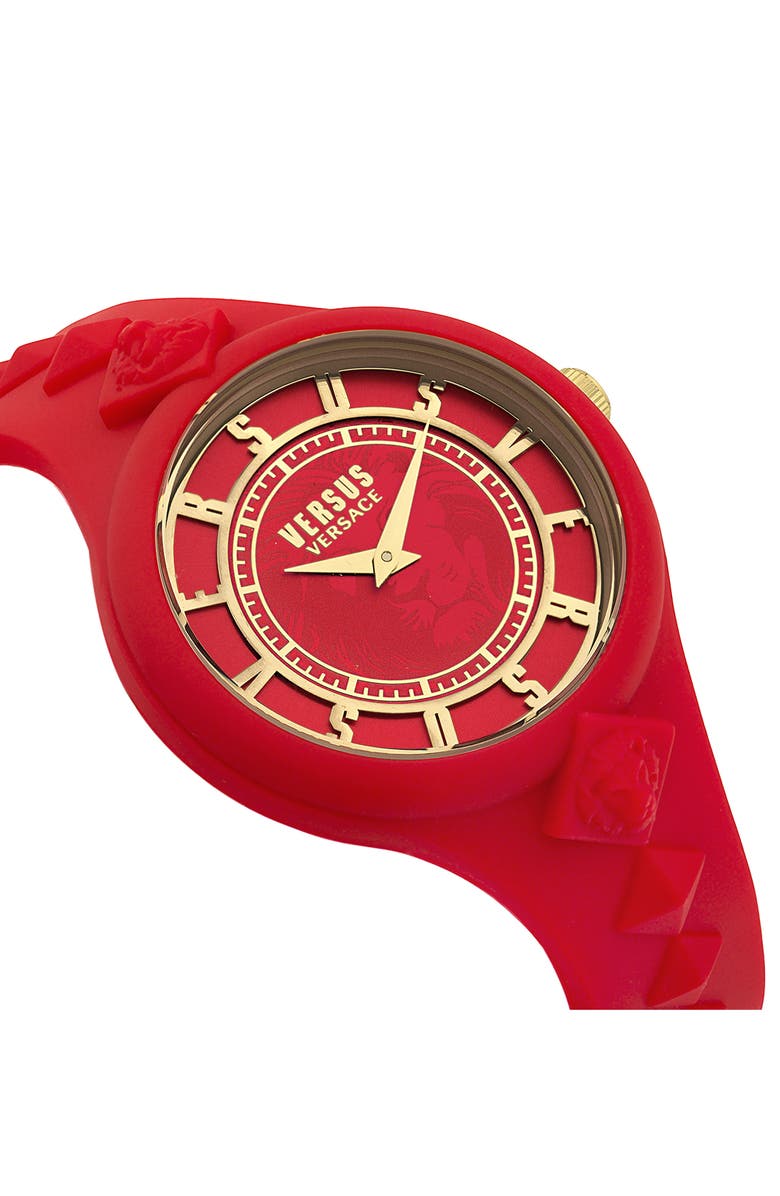 VERSUS Versace Versace Silicone Strap Watch, 39mm & Zip Case, Alternate, color, Red
