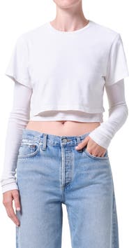 AGOLDE Romily Layered Long Sleeve Crop Top