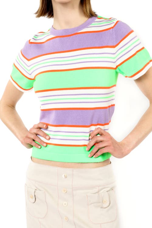 Anna Sui Fluorescent Stripe Knit Top In Lavender Multi