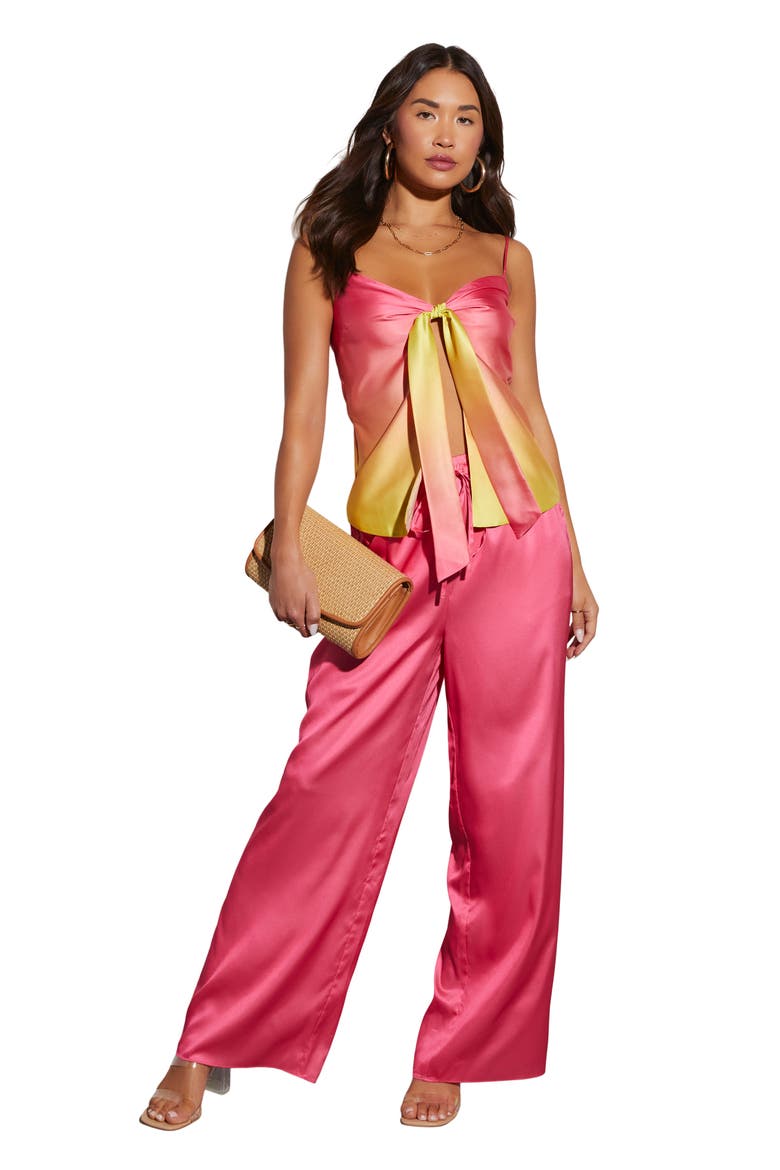 Aurelia Wide Leg Satin Drawstring Pants, Alternate, color, PINK