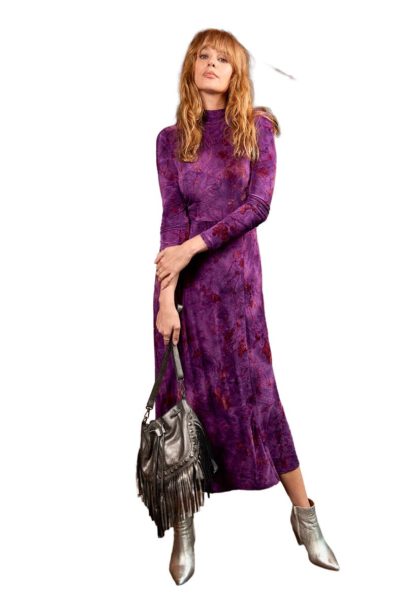 Joe Browns Mockneck Burnout Midi Dress, Main, color, Purple Vine