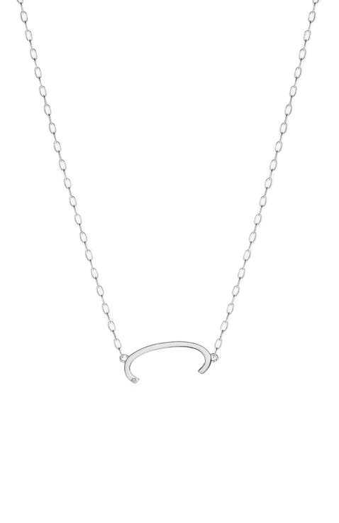 Silver Elongated Initial Pendant Necklace
