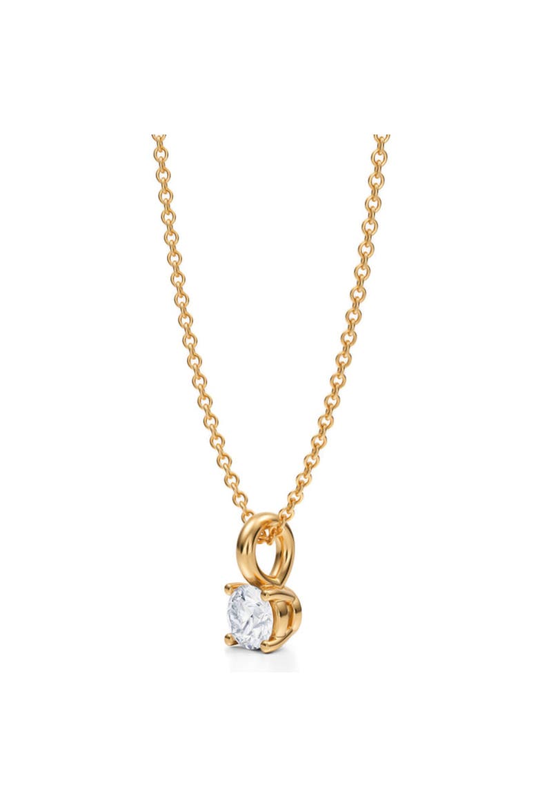 Round Solitaire Lab Diamond Pendant Necklace 14K Yellow Gold, Alternate, color, Yellow Gold