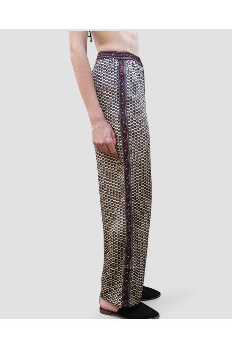Embossed Botanical Crepe Pant, Alternate, color, Forest plum
