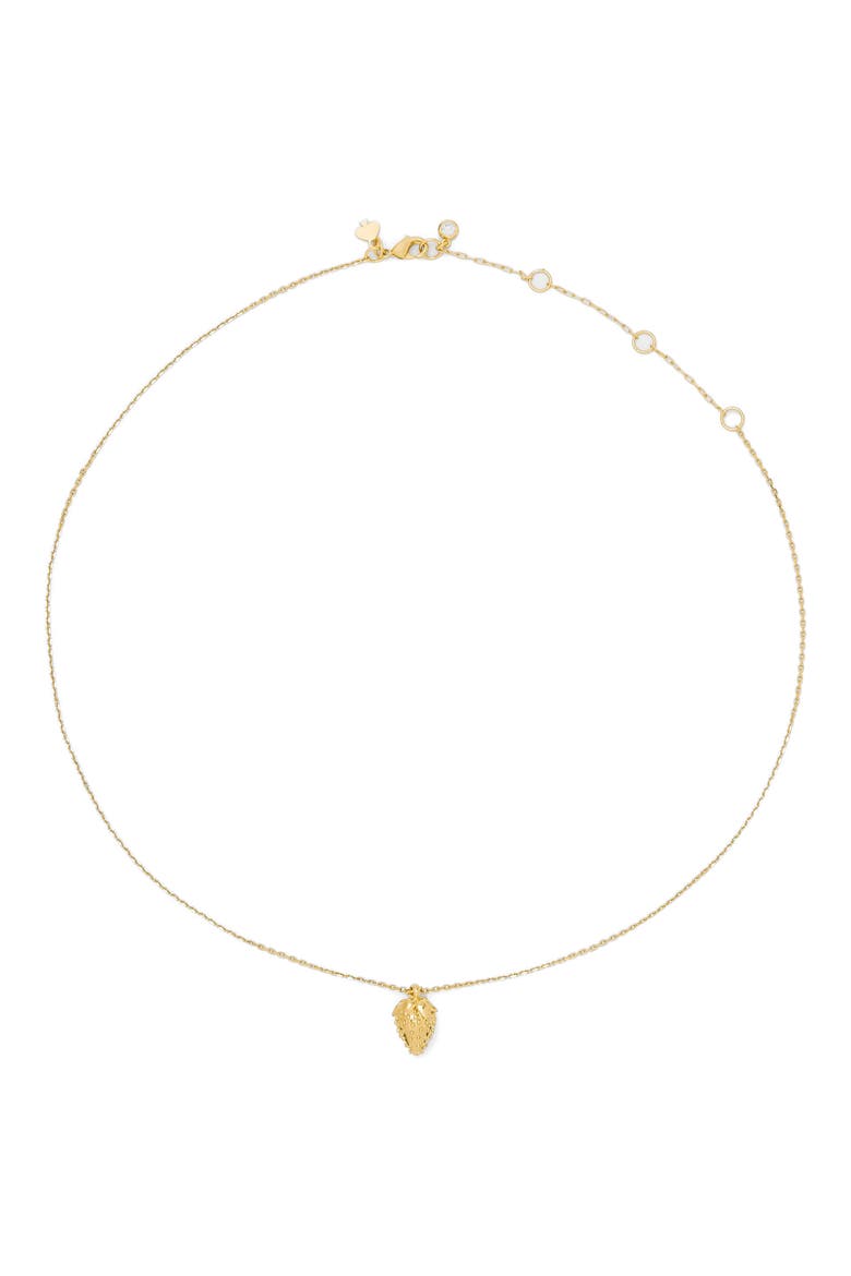 secret garden strawberry pendant necklace, Alternate, color, GOLD
