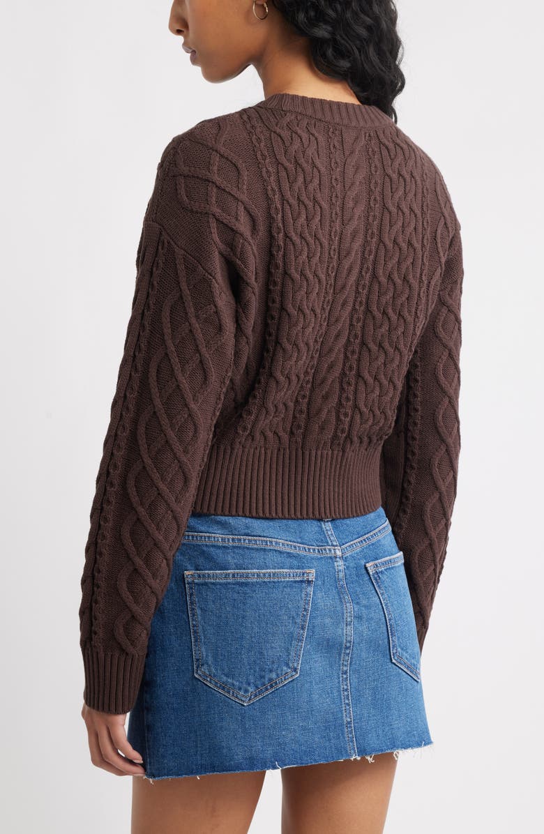BP. Cable Pullover Sweater, Alternate, color, Brown Coffee