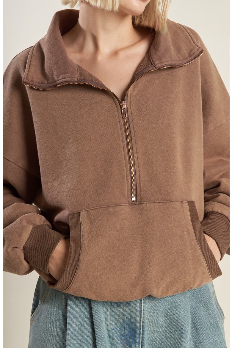 Quarter Zip Terry Sweatshirt, Alternate, color, WASHED BRICK