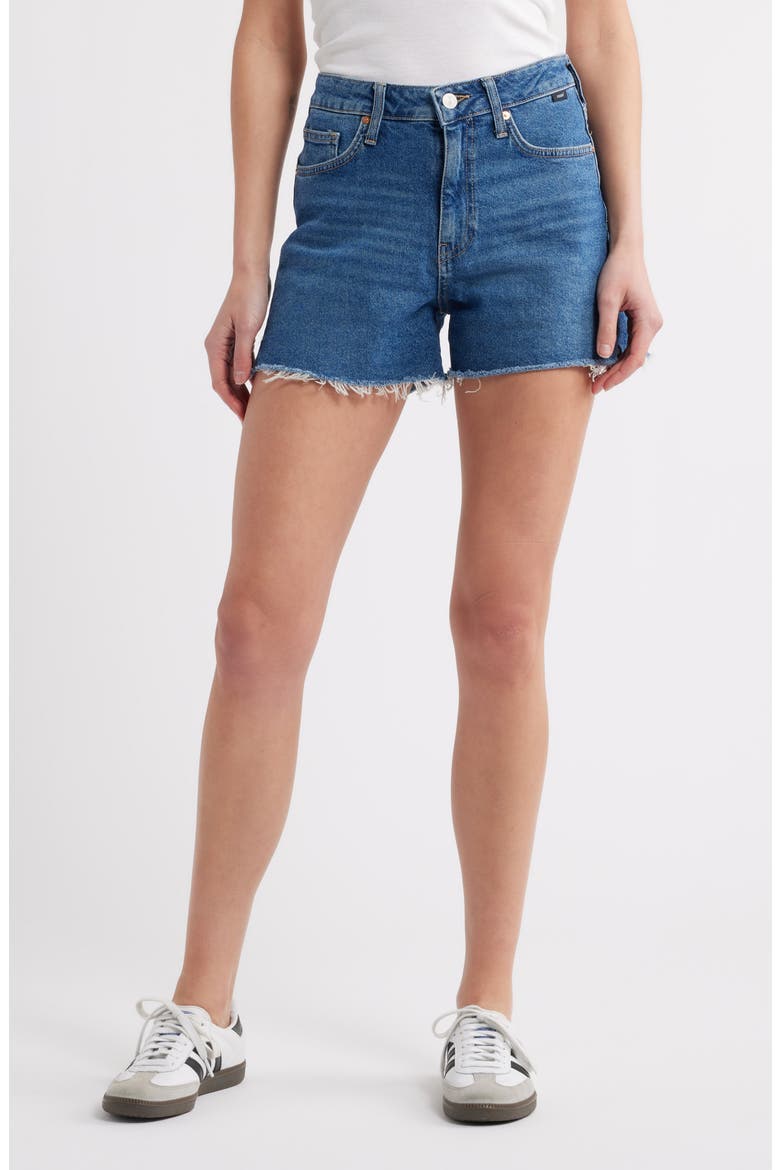 Heidi High Waist Relaxed Denim Cutoff Shorts, Main, color, INDIGO