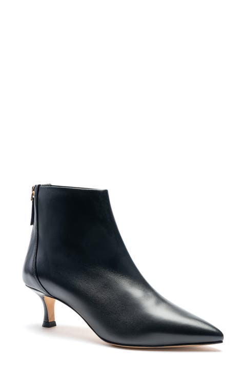 Francesca Pointed Toe Kitten Heel Bootie (Women)