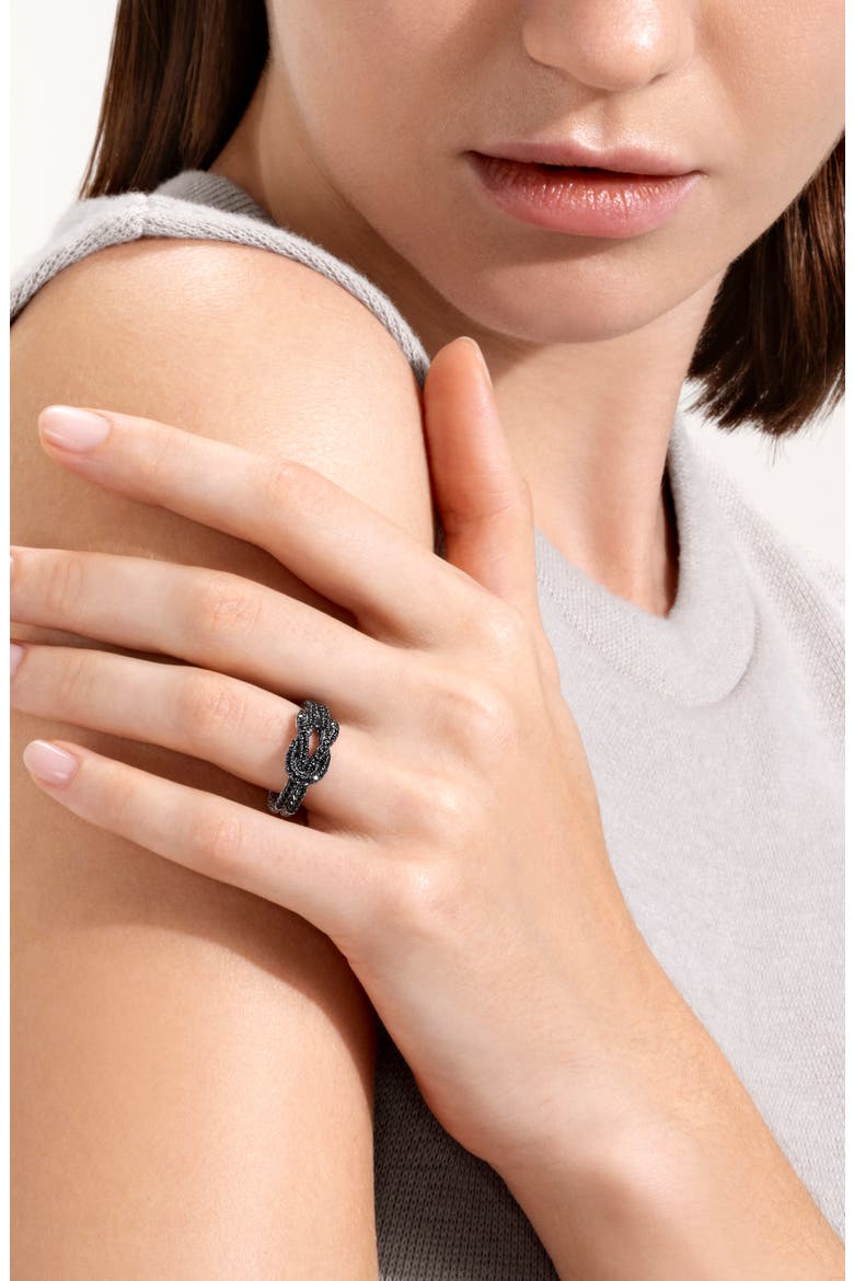 Love Knot Ring, Black Sapphire, Alternate, color, SILVER BLACK
