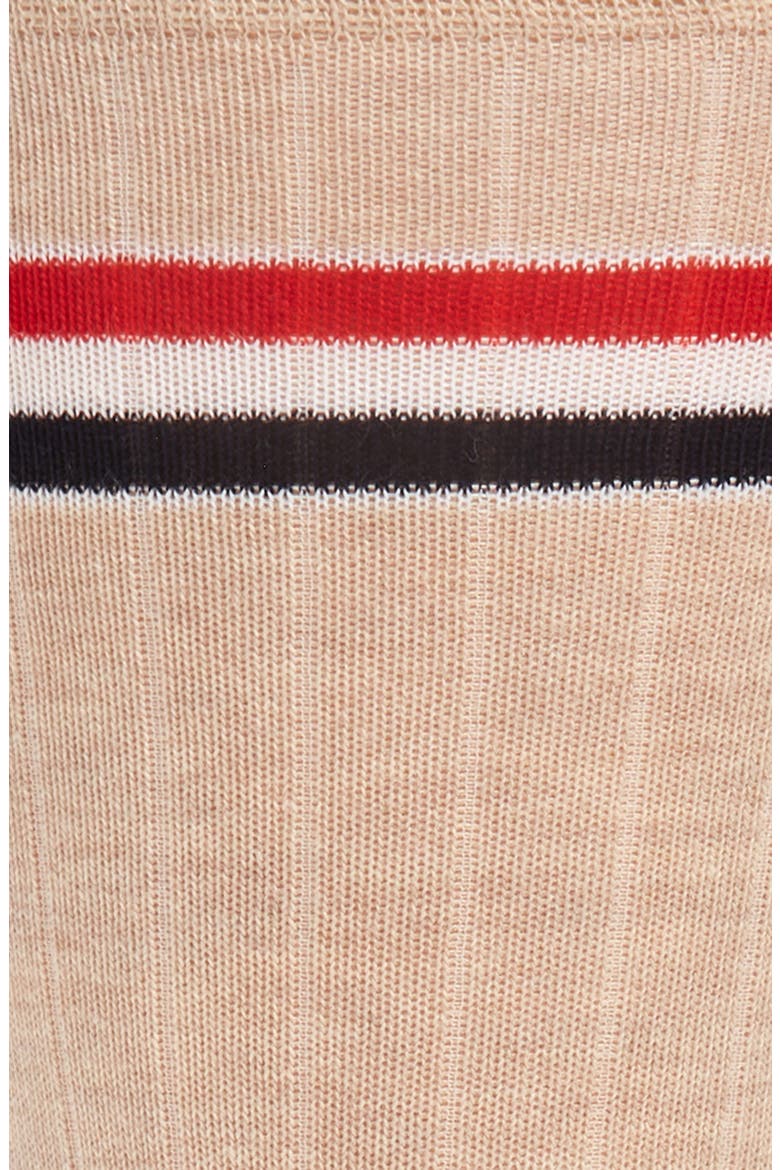 Stripe Ribbed Mid Calf Socks, Alternate, color, NATURAL/ WHITE