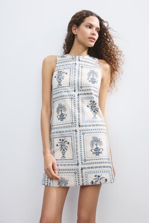 Open-back twill dress