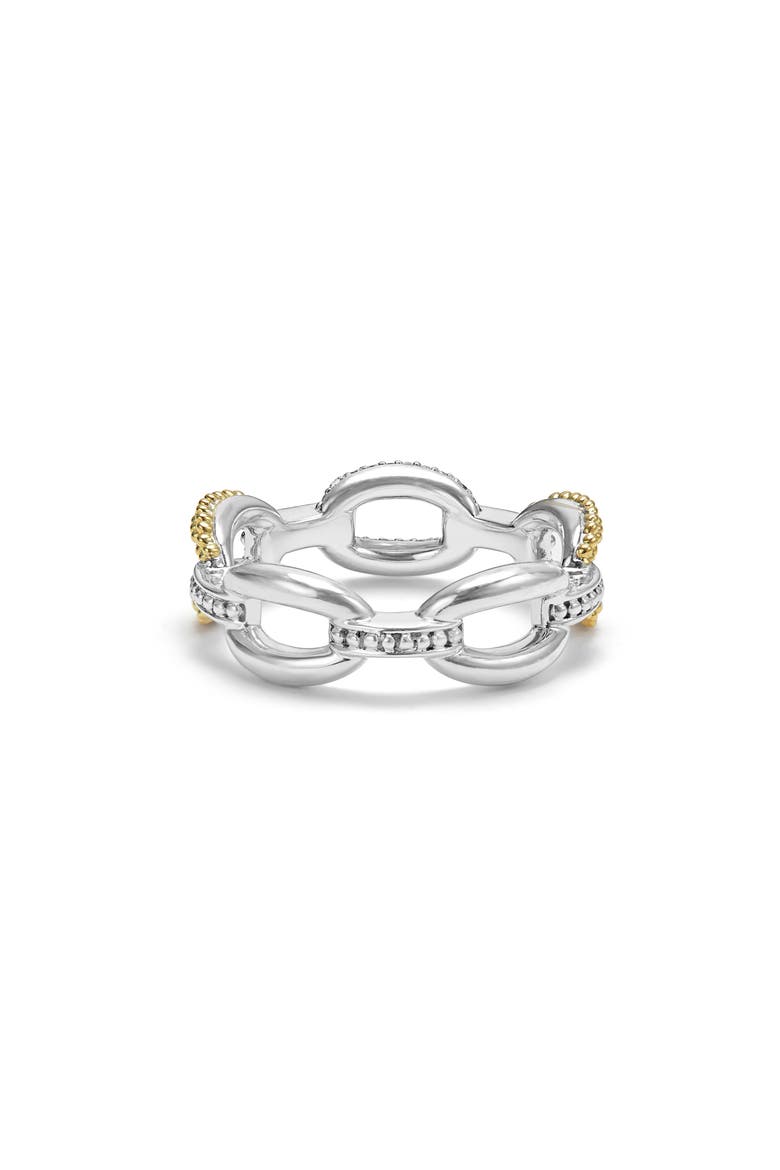 Caviar Luxe Diamond Pavé Link Ring, Alternate, color, GOLD