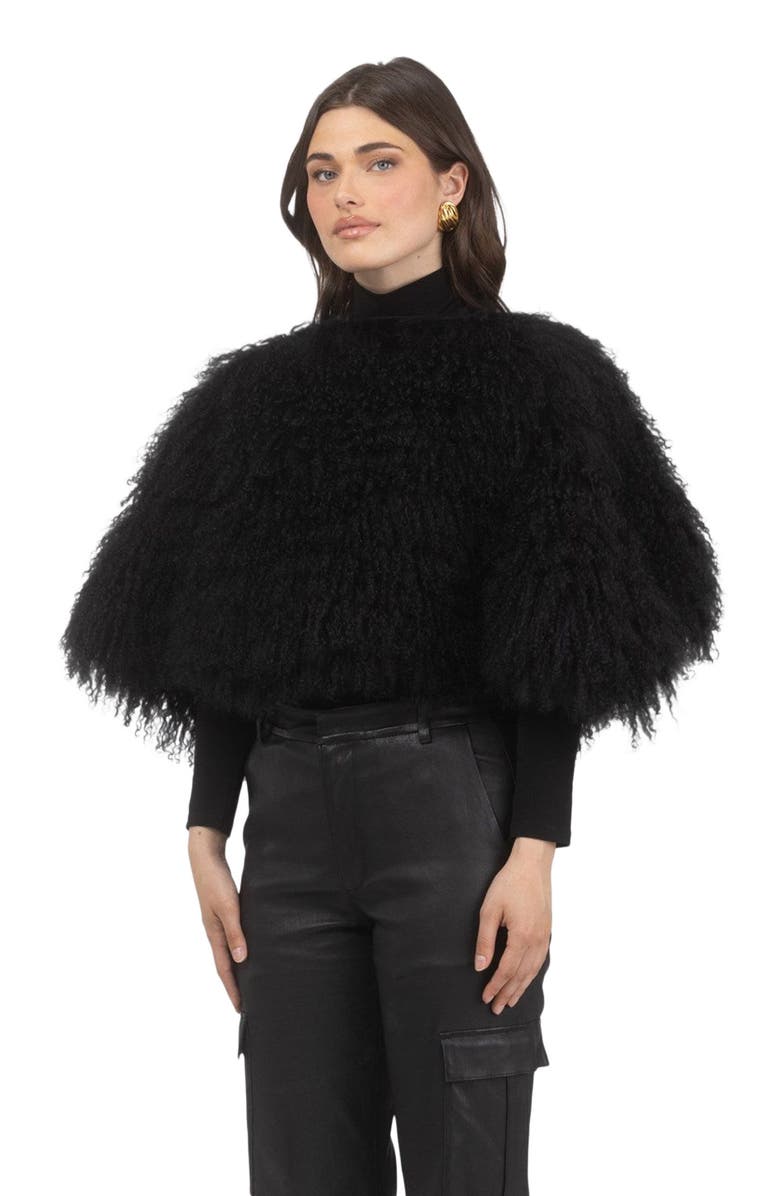 GORSKI Select Mongolian Lamb Shawl, Alternate, color, Black