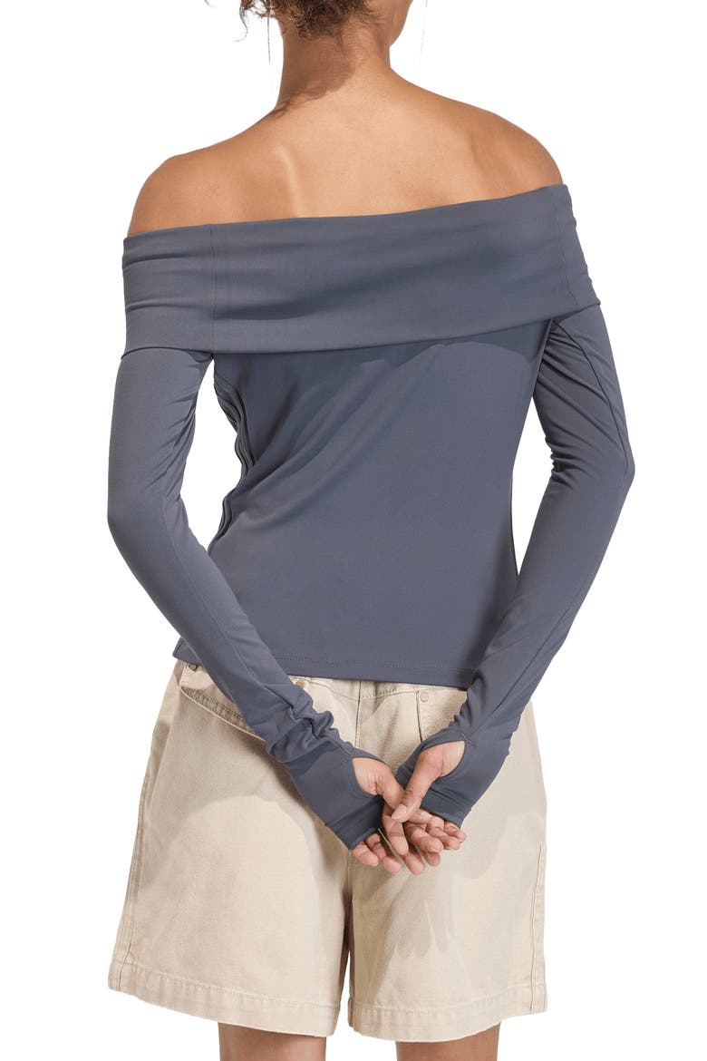 Essentials Off the Shoulder Long Sleeve Top, Alternate, color, UTILITY BLACK