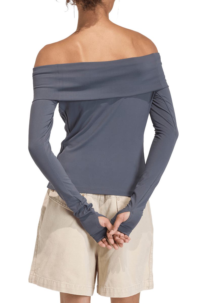 adidas Originals Essentials Off the Shoulder Long Sleeve Top, Alternate, color, Utility Black