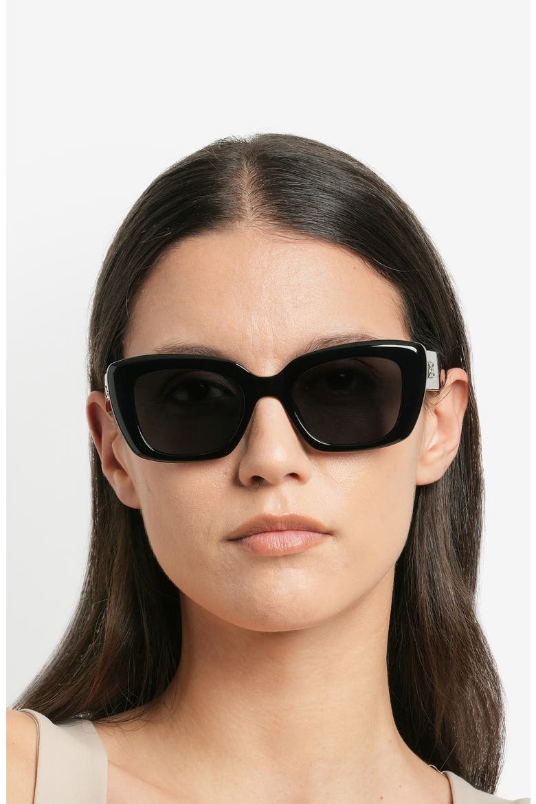 jenell 51mm polarized rectangular sunglasses, Alternate, color, BLACK