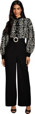 Coast Blouson Sleeve Belted Wide Leg Jumpsuit