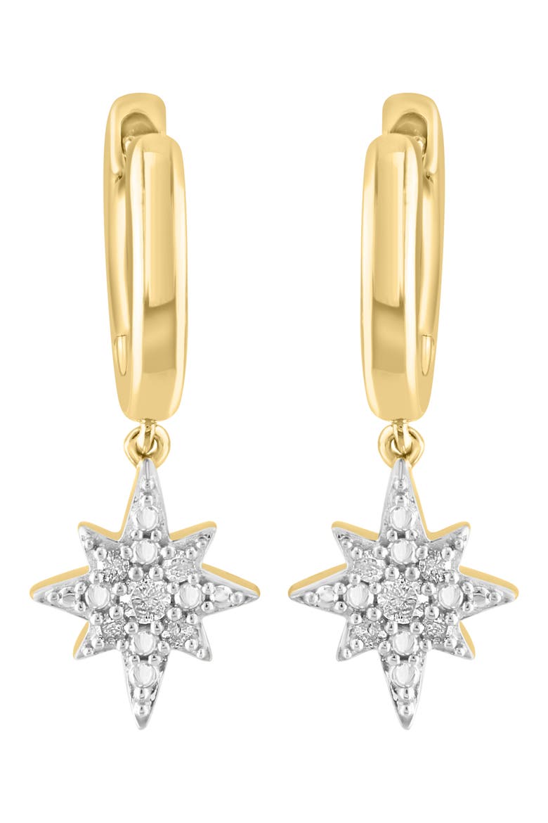 14k Gold Plated Diamond Star Huggie Hoop Earrings, Alternate, color, GOLD