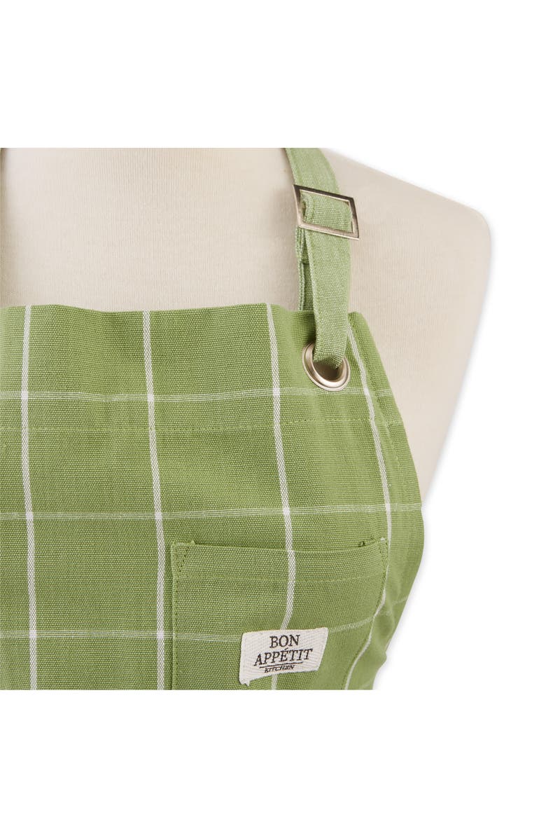 Design Imports Windowpane Print Cotton Apron, Alternate, color, Green