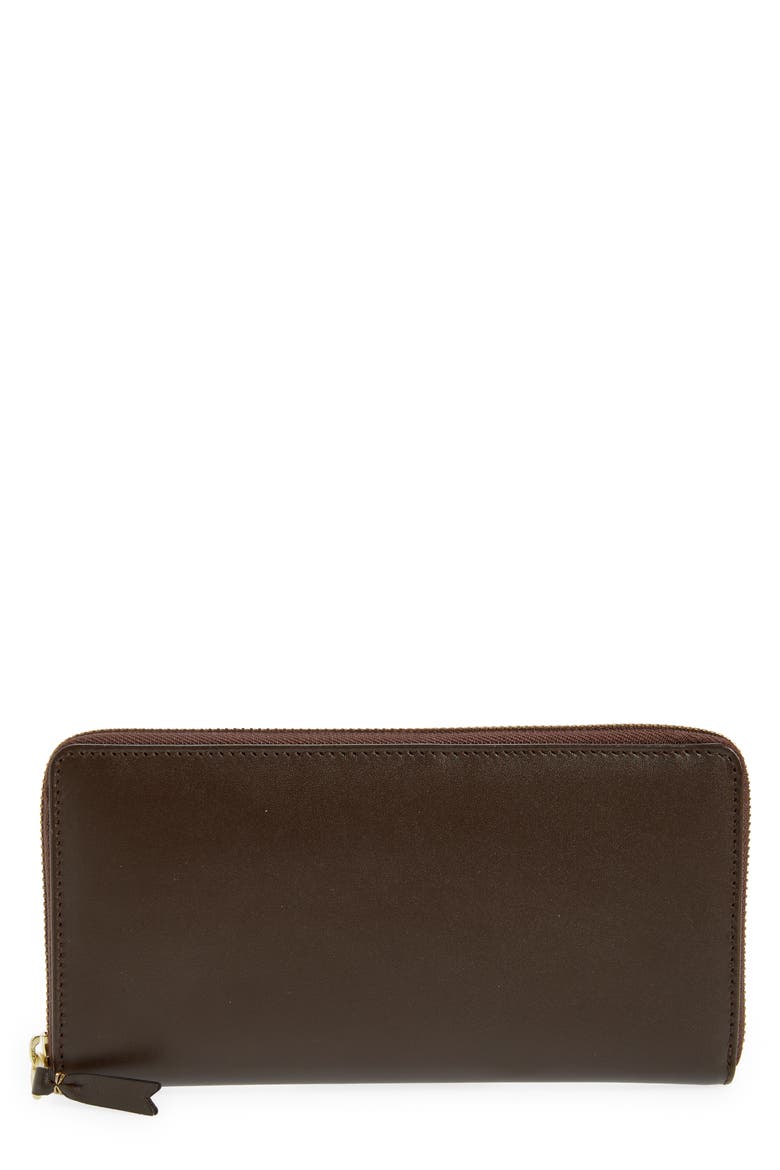 Classic Leather Zip Around Wallet, Main, color, BROWN