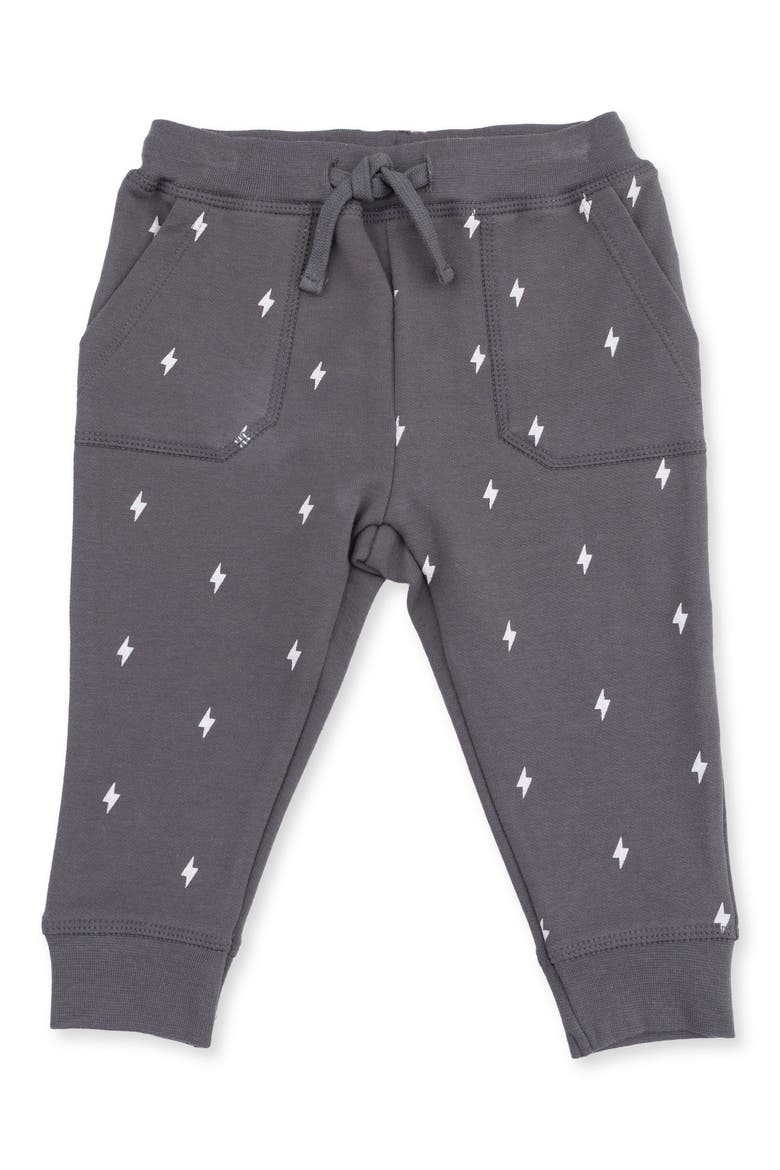 Kids' Lightning Bolt French Terry Joggers, Main, color, GRAY