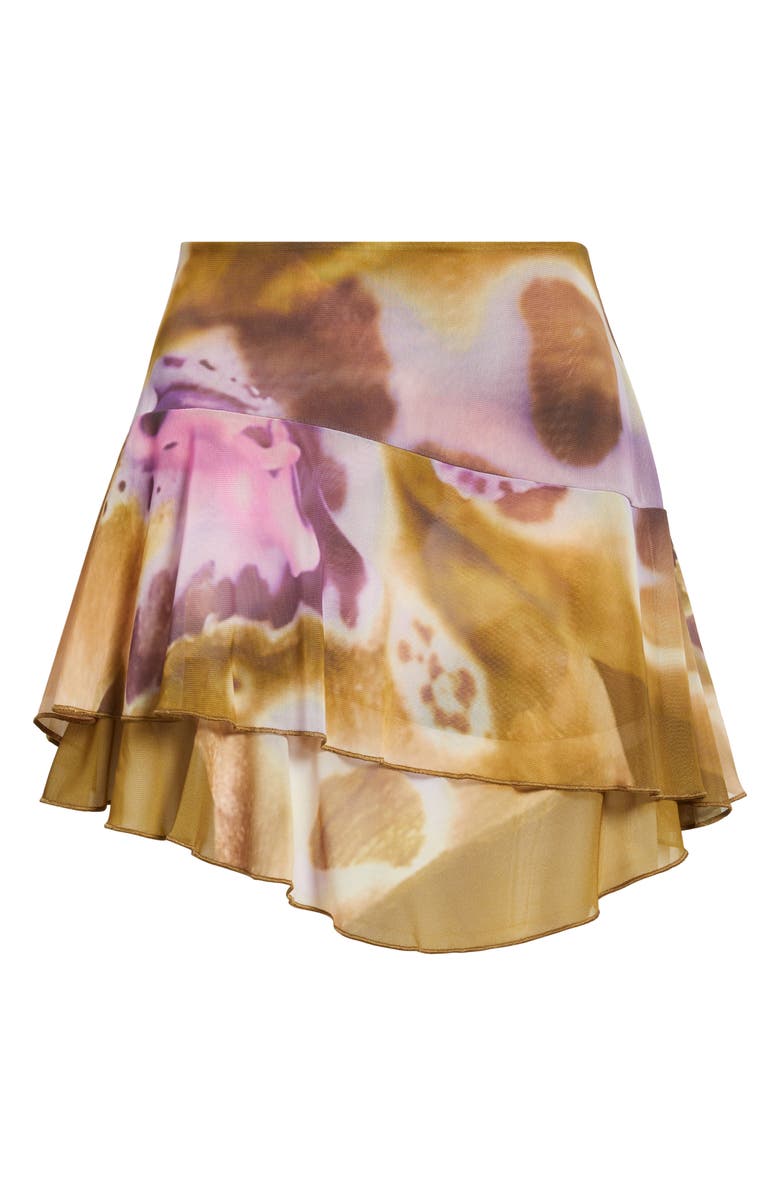 Feners Gustito Tiered Asymmetric Hem Miniskirt, Alternate, color, Canela