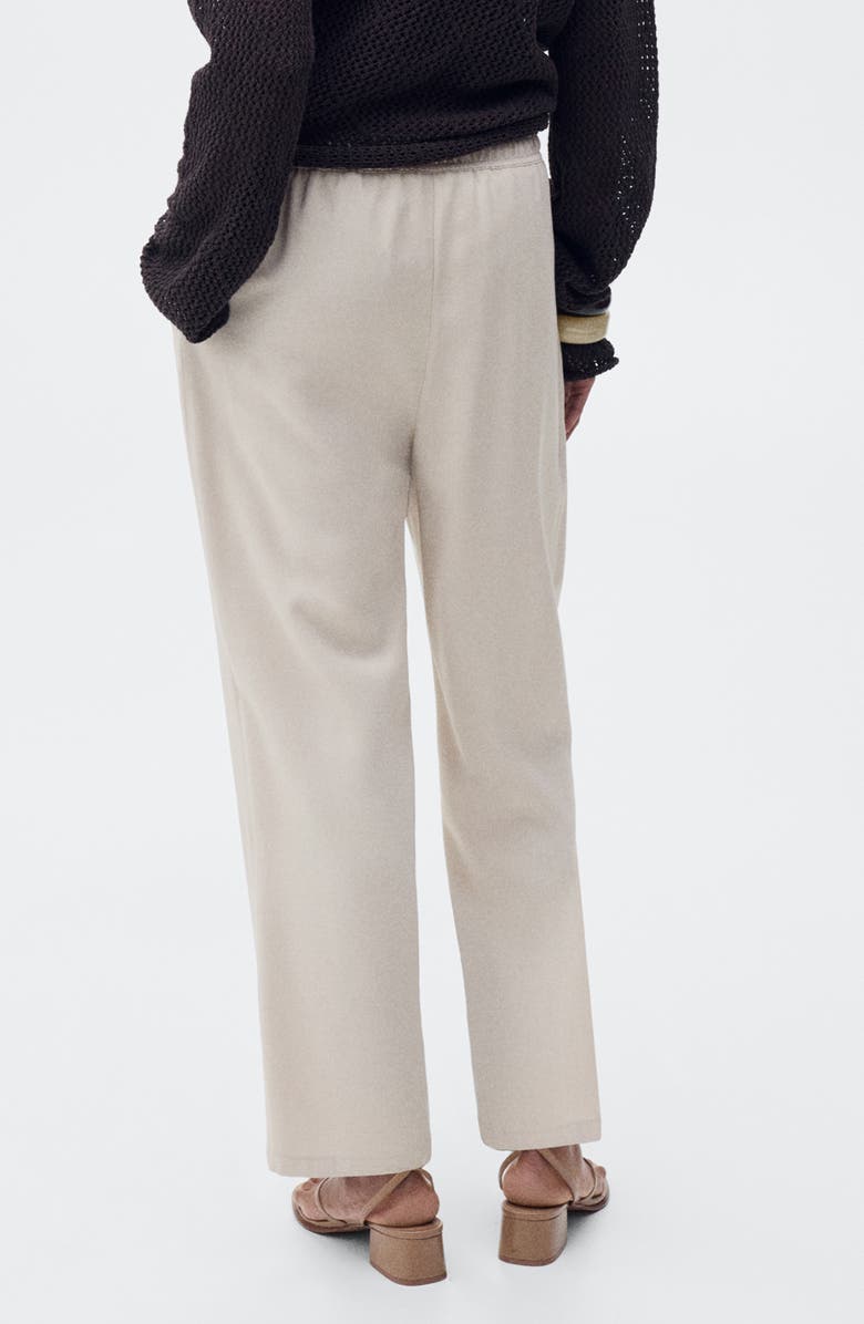 MANGO Elastic Waist Flowy Pants, Alternate, color, Beige