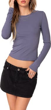 EDIKTED Tay Long Sleeve Crop Top