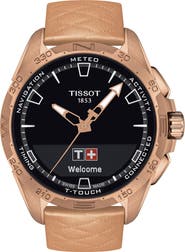 Tissot T-Touch Connect Solar Smart Leather Strap Watch, 47.5mm